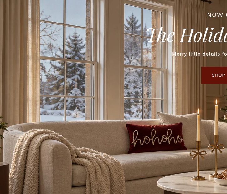 Hauser homepage: a living room styled for the holidays